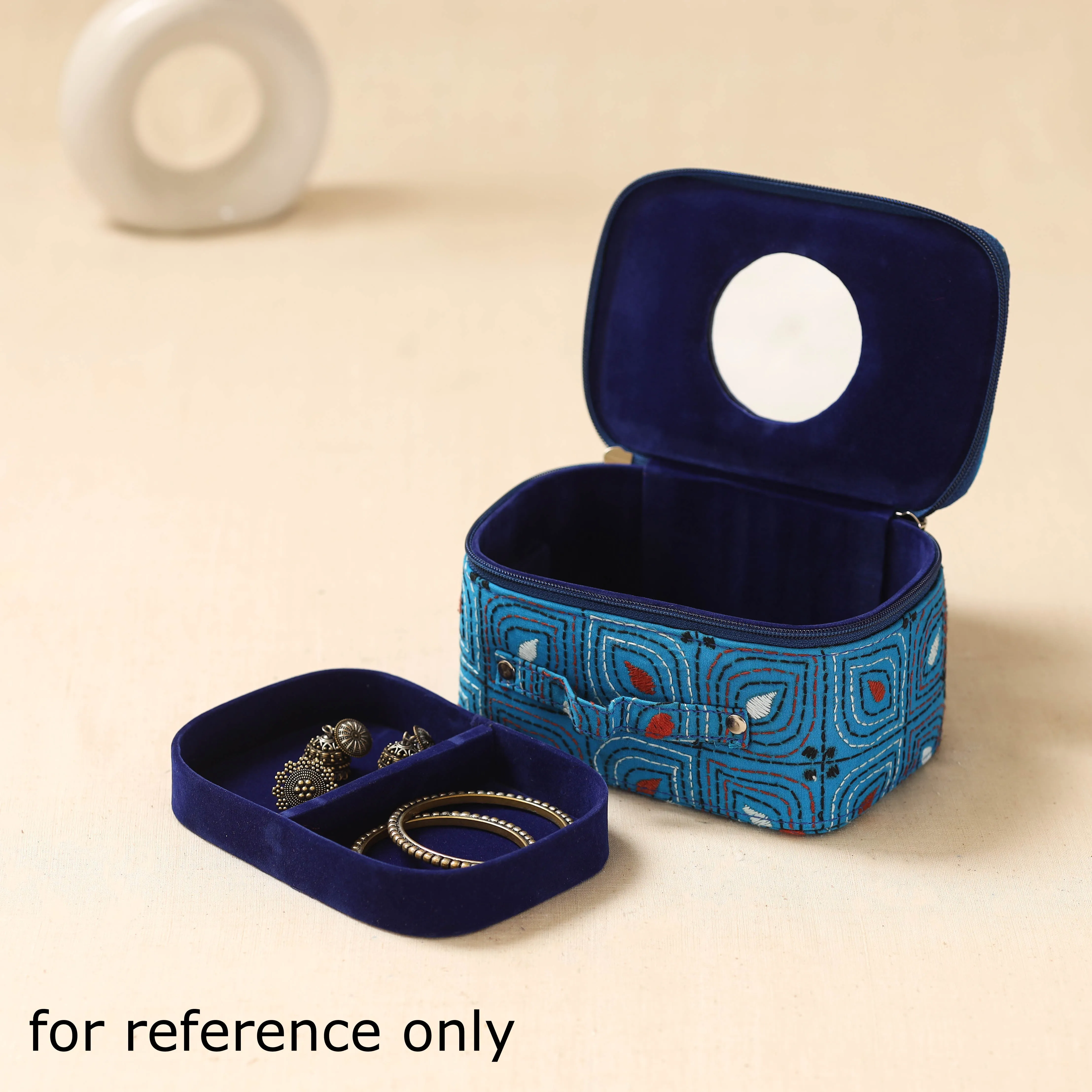 Black - Bengal Kantha Work Handcrafted Jewellery Box with Mirror 15 sold by Itokri product image thumbnail 4