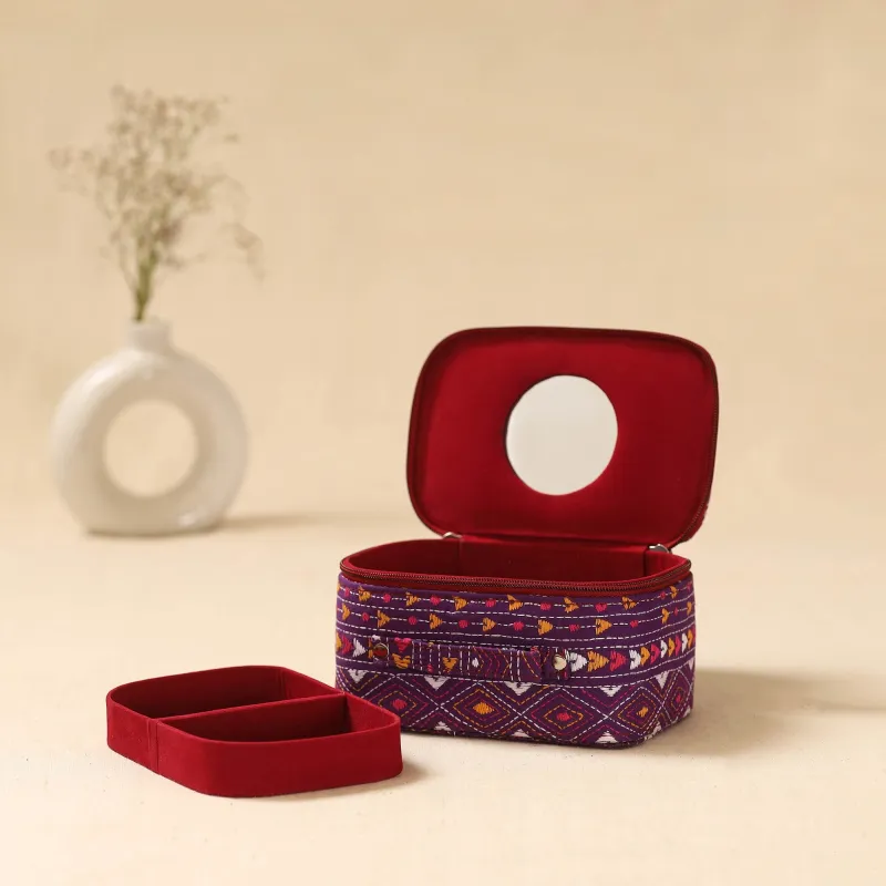 Bengal Kantha Work Handcrafted Jewellery Box with Mirror 07 sold by Itokri