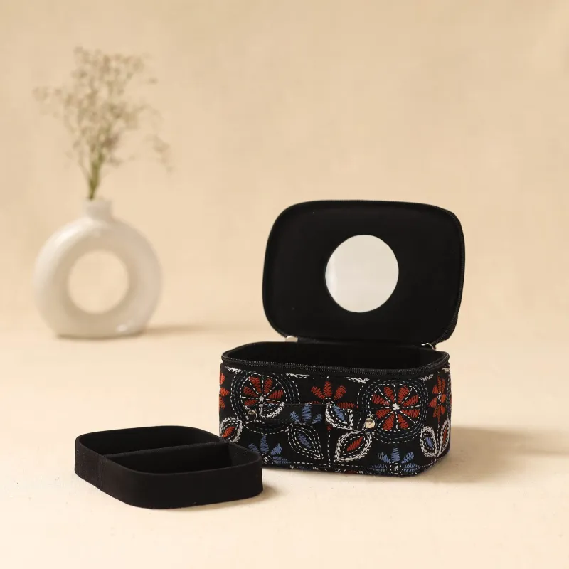 Bengal Kantha Work Handcrafted Jewellery Box with Mirror 06 sold by Itokri