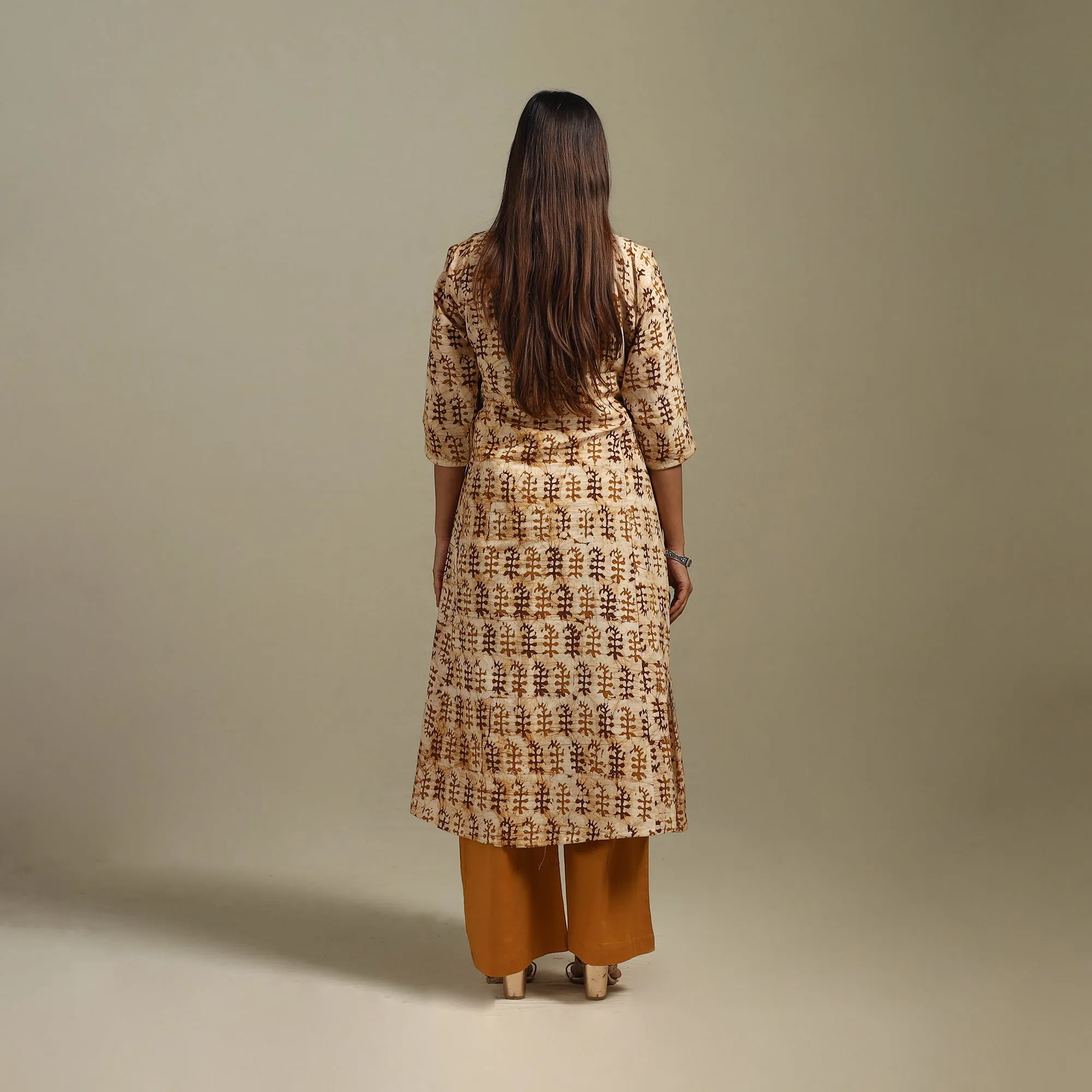 Brown - A-Line Cotton Hand Block Batik Print Kurta for women 01 sold by Itokri product image thumbnail 5