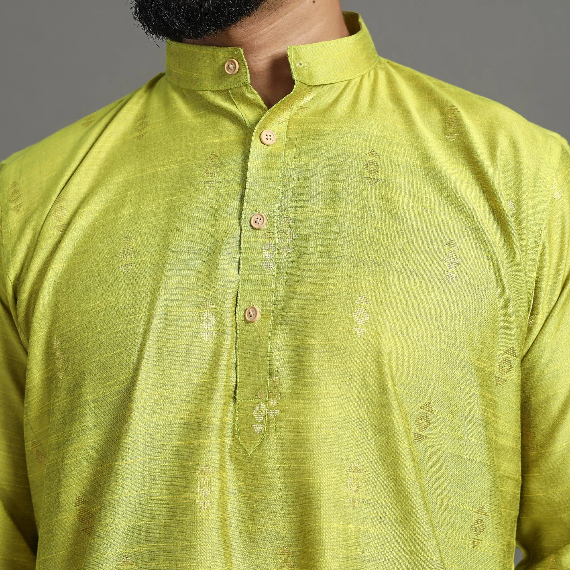 Zari Buti Spun Dupion Viscose Silk Plain Men Kurta 08 sold by Itokri product image thumbnail 5