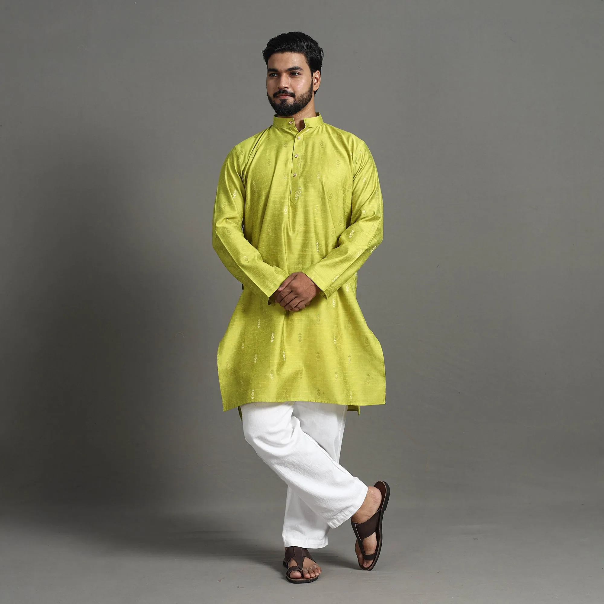 Zari Buti Spun Dupion Viscose Silk Plain Men Kurta 08 sold by Itokri product image thumbnail 2