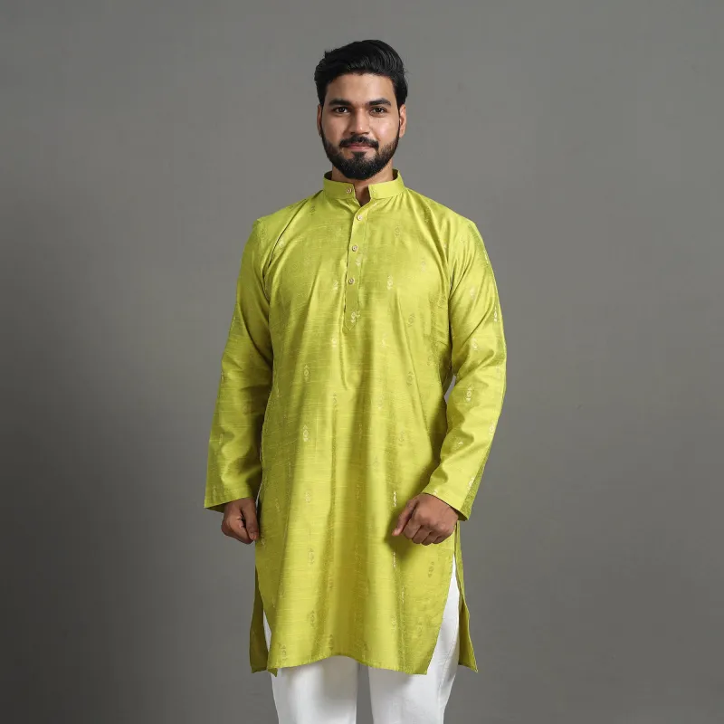 Zari Buti Spun Dupion Viscose Silk Plain Men Kurta 08 sold by Itokri