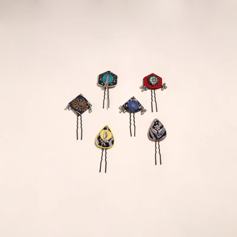 Multicolor - Artisanal Fabart Juda Pins (Set of 6) 25 made by Itokri
