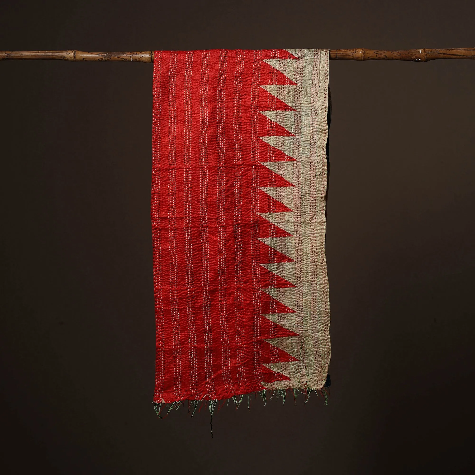 Multicolor - Patchwork Reversible Silk Bengal Hand Kantha Stitch Stole 01 sold by Itokri product image thumbnail 2