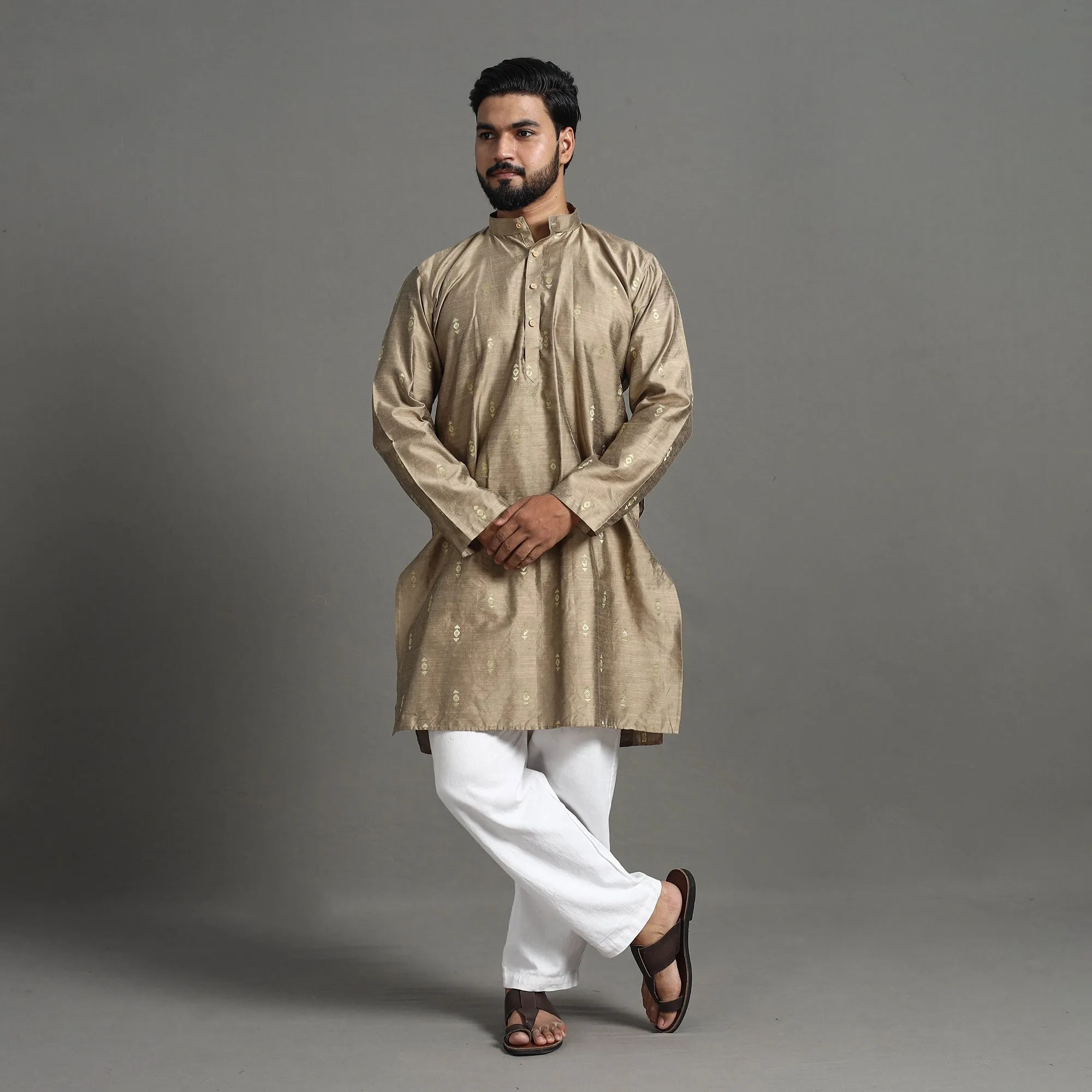 Zari Buti Spun Dupion Viscose Silk Plain Men Kurta 06 sold by Itokri product image thumbnail 2