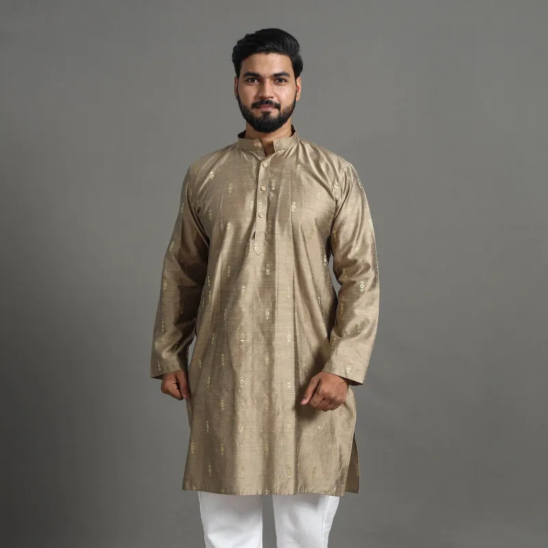 Zari Buti Spun Dupion Viscose Silk Plain Men Kurta 06 sold by Itokri