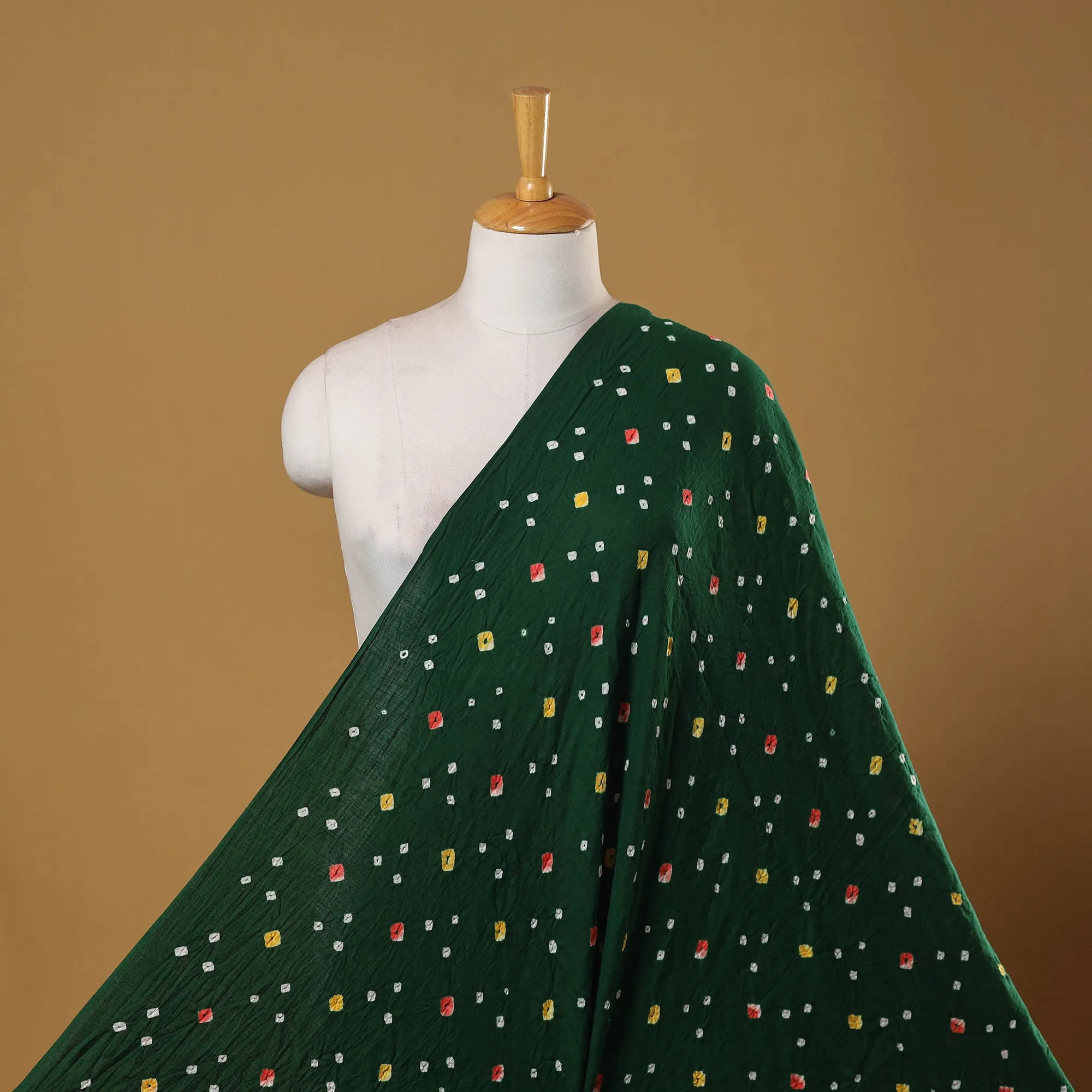 Green - Kutch Tie-Dye Cotton Bandhani Fabric 07 sold by Itokri product image thumbnail 2