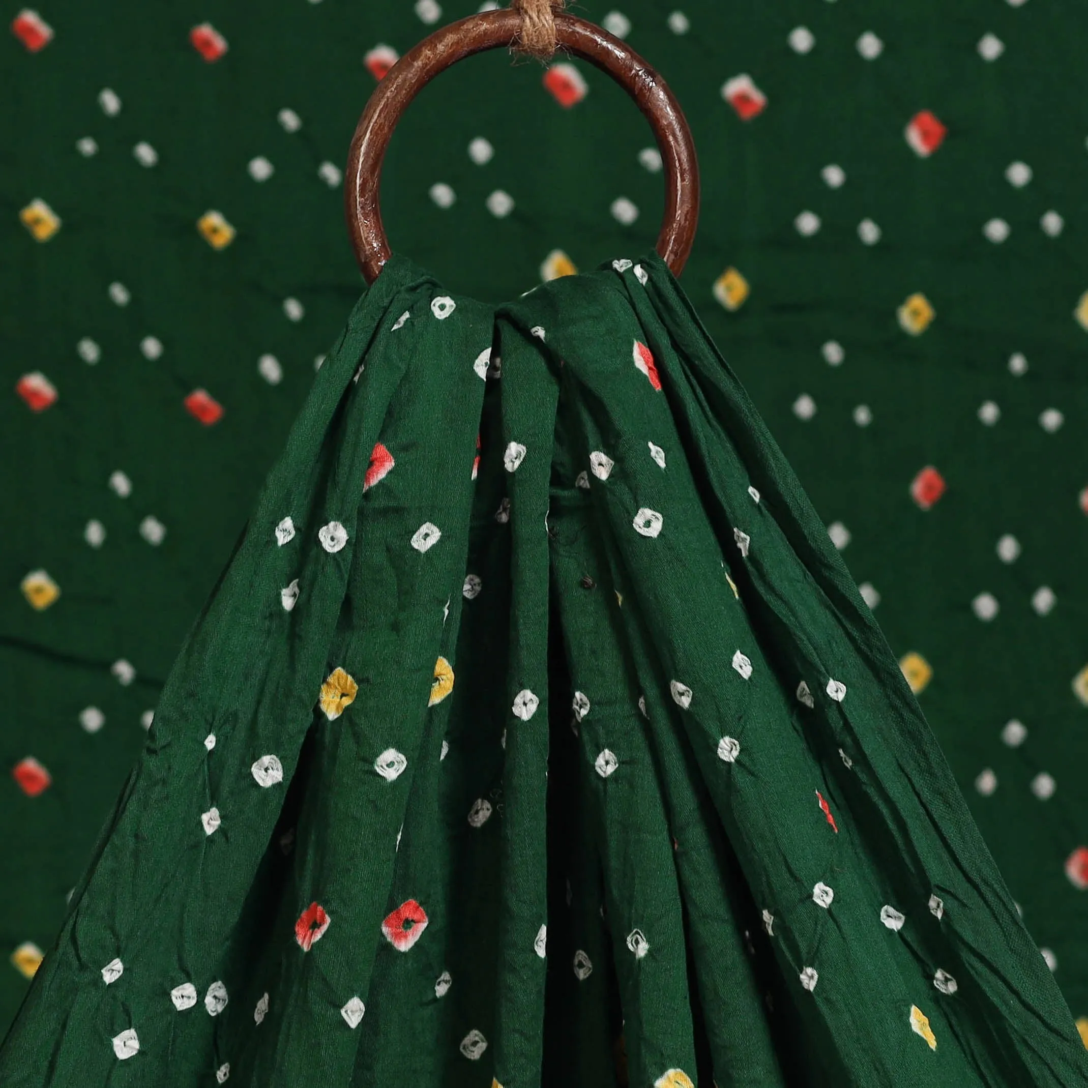 Green - Kutch Tie-Dye Cotton Bandhani Fabric 07 sold by Itokri product image thumbnail 3