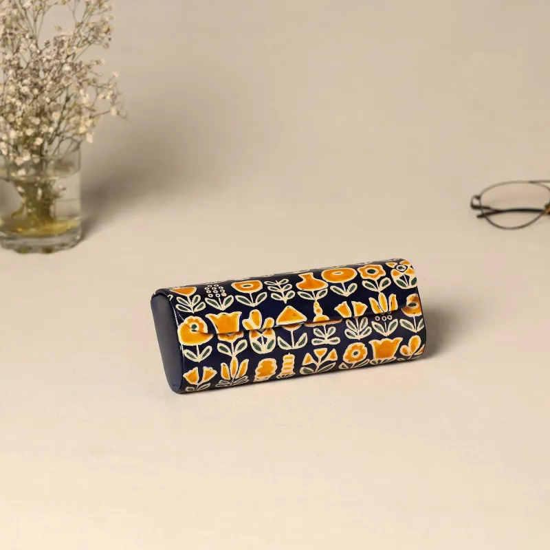 Blue - Handcrafted Embossed Leather Spectacle Case 09 made by Itokri
