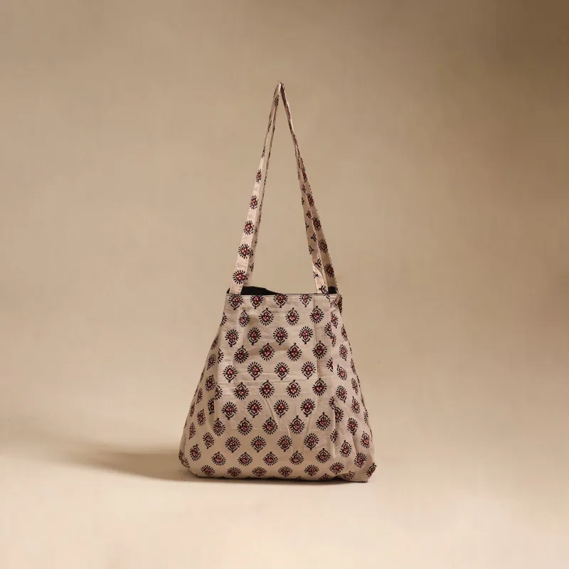 Beige - Handcrafted Fabric Jhola Bag 37 made by Itokri