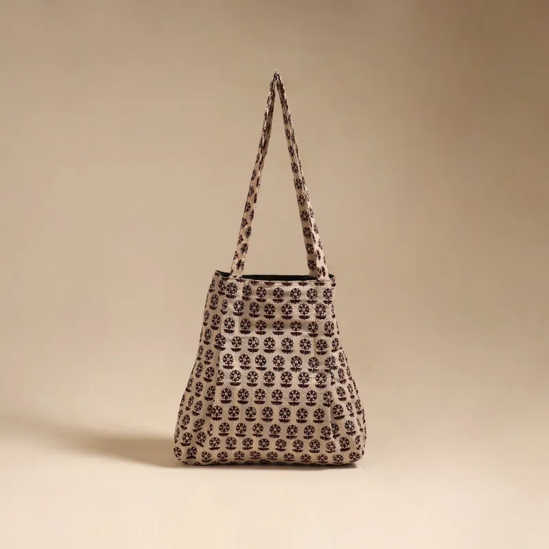 Beige - Handcrafted Fabric Jhola Bag 28 sold by Itokri