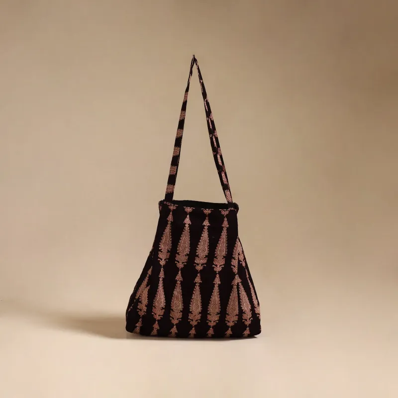 Black - Handcrafted Fabric Jhola Bag 27 made by Itokri