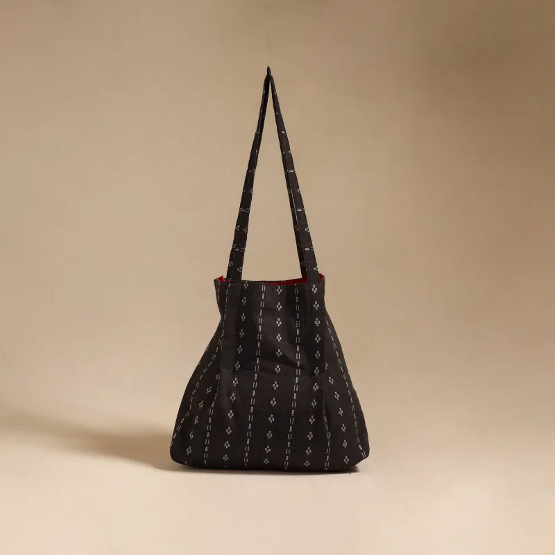 Black - Handcrafted Fabric Jhola Bag 18 made by Itokri