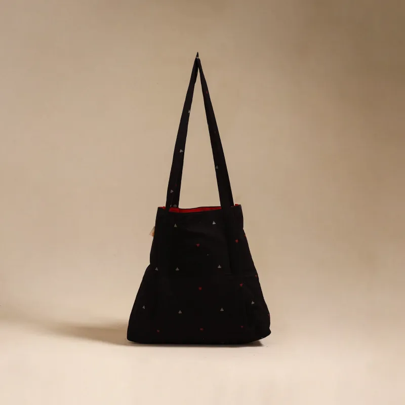 Black - Handcrafted Fabric Jhola Bag 13 sold by Itokri