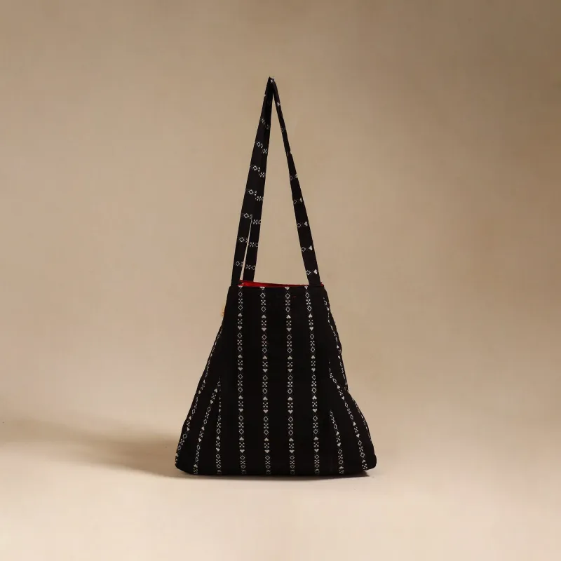 Black - Handcrafted Fabric Jhola Bag 12 made by Itokri