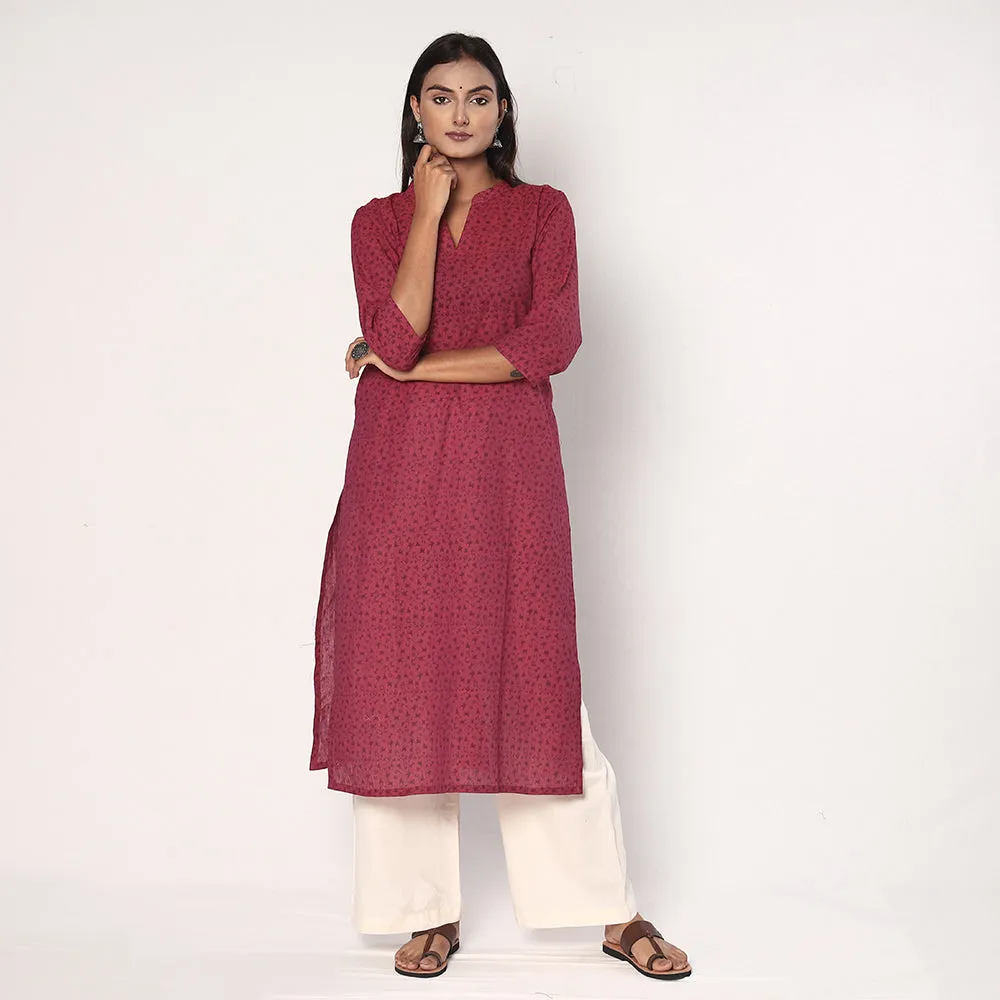 Pink - Tribal Motifs Hand Printed Cotton Casual Long Kurta sold by Itokri product image thumbnail 3