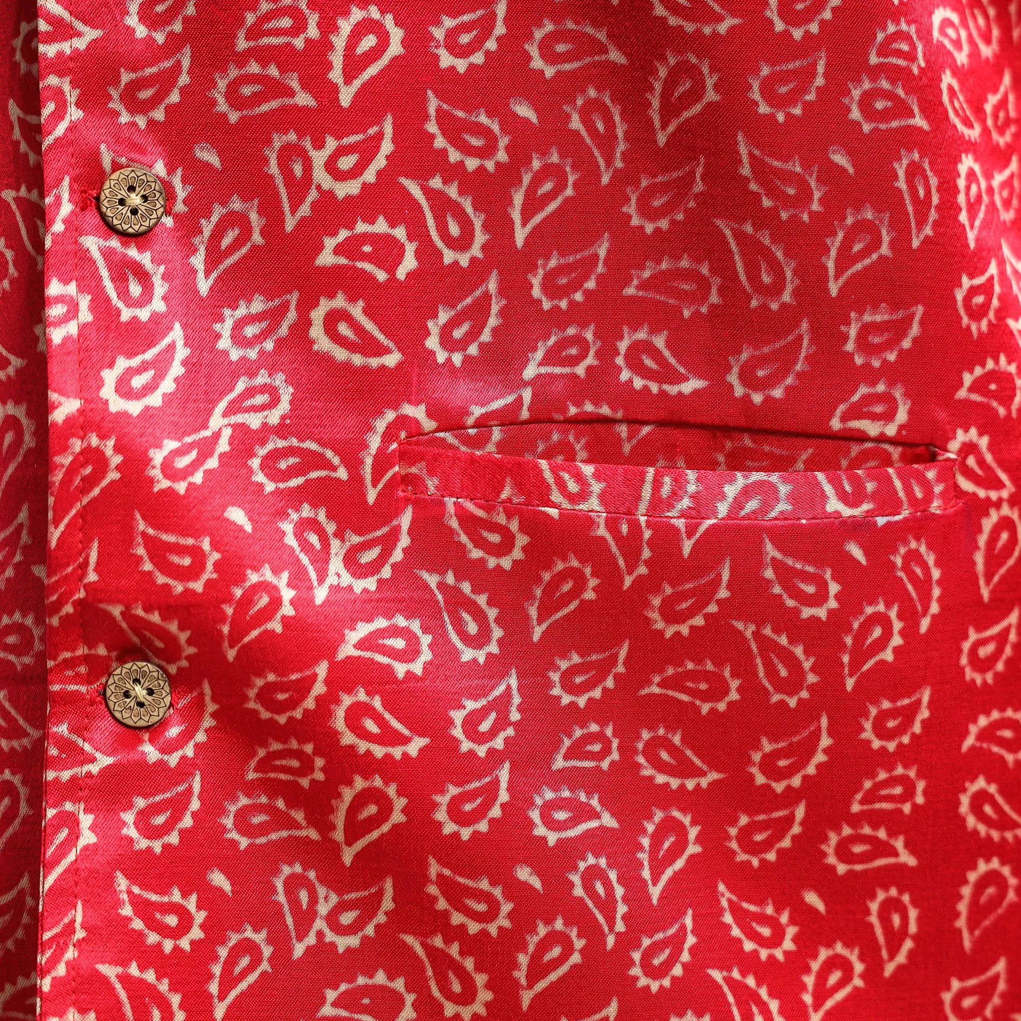 Dark Pink - Hand Block Printed Mashru Silk Nehru Jacket sold by Itokri product image thumbnail 5