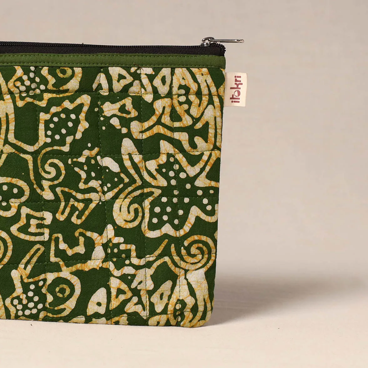 Green - Handmade Quilted Utility Pouch 10 sold by Itokri product image thumbnail 3