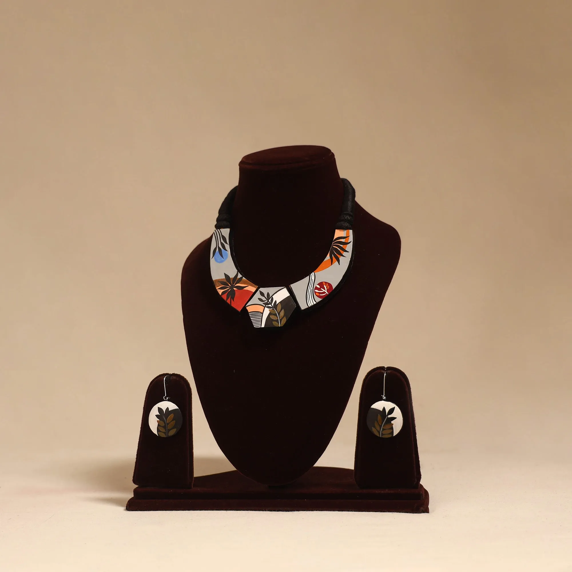 Multicolor - Bishnupur Handpainted Terracotta Necklace Set 38 sold by Itokri