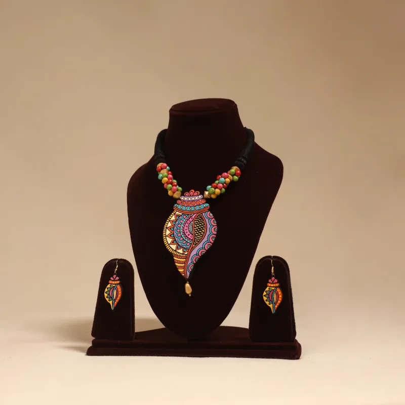 Multicolor - Bishnupur Handpainted Terracotta Necklace Set 32 made by Itokri