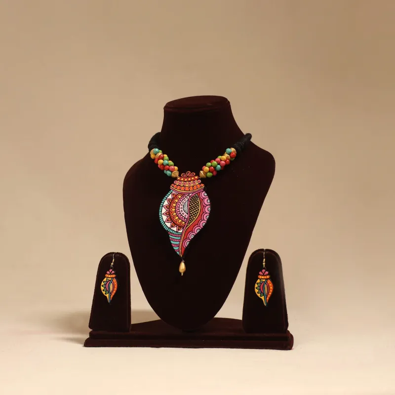 Multicolor - Bishnupur Handpainted Terracotta Necklace Set 31 made by Itokri