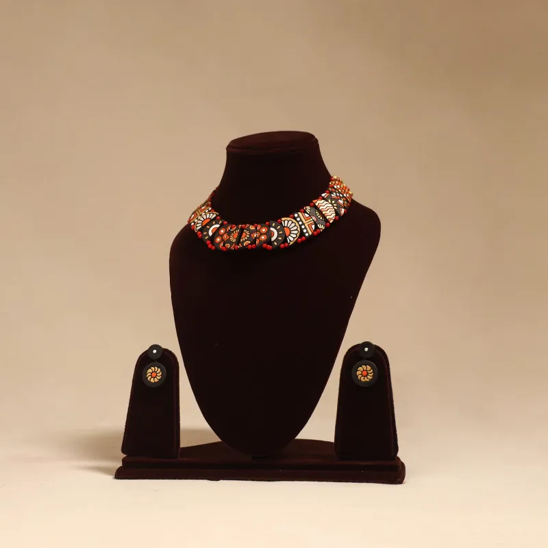 Bishnupur Handpainted Terracotta Necklace Set 15 made by Itokri