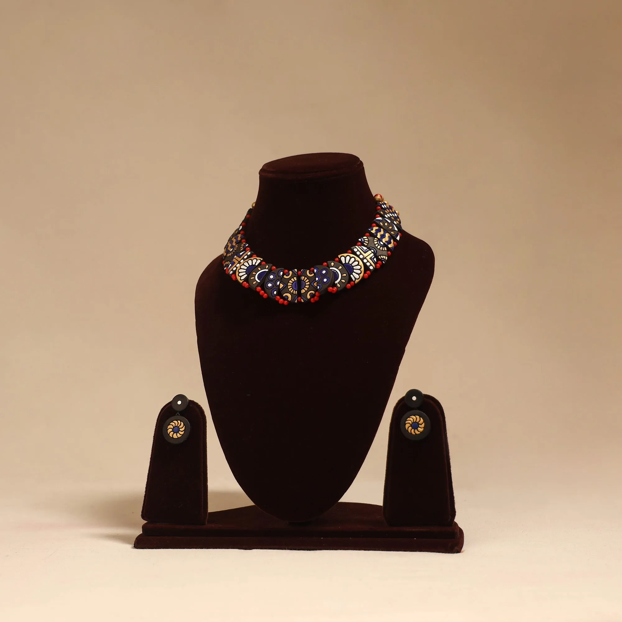 Bishnupur Handpainted Terracotta Necklace Set 17 sold by Itokri