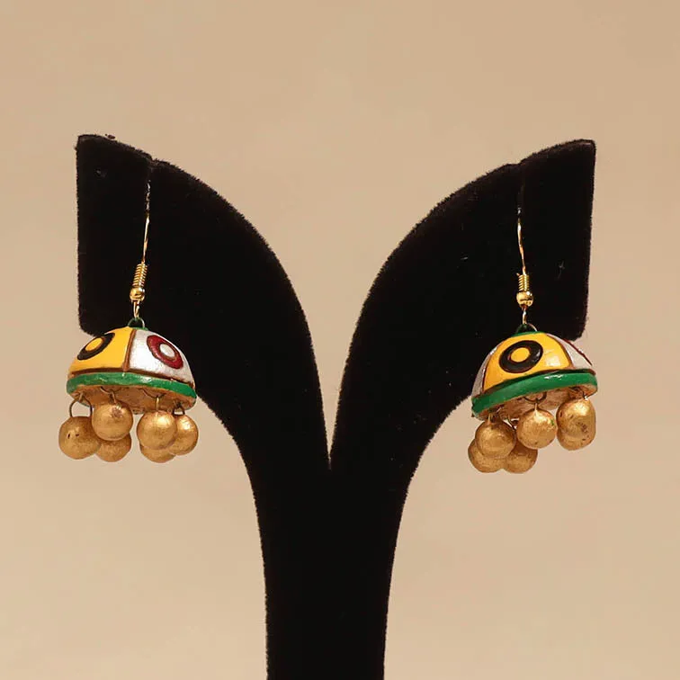 Yellow - Bishnupur Handpainted Terracotta Jhumki Earrings 48 sold by Itokri product image thumbnail 2