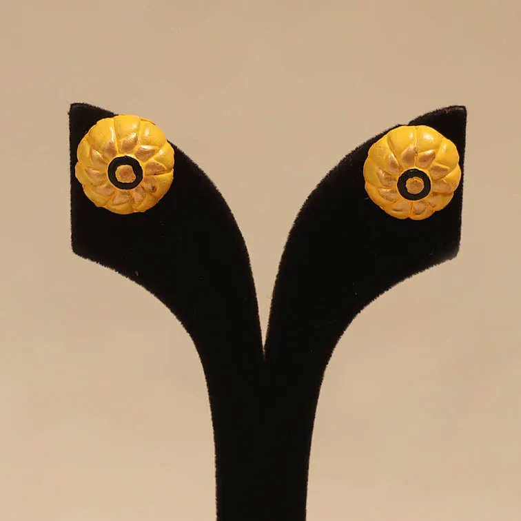 Yellow - Bishnupur Handpainted Terracotta Stud Earrings 43 sold by Itokri product image thumbnail 2