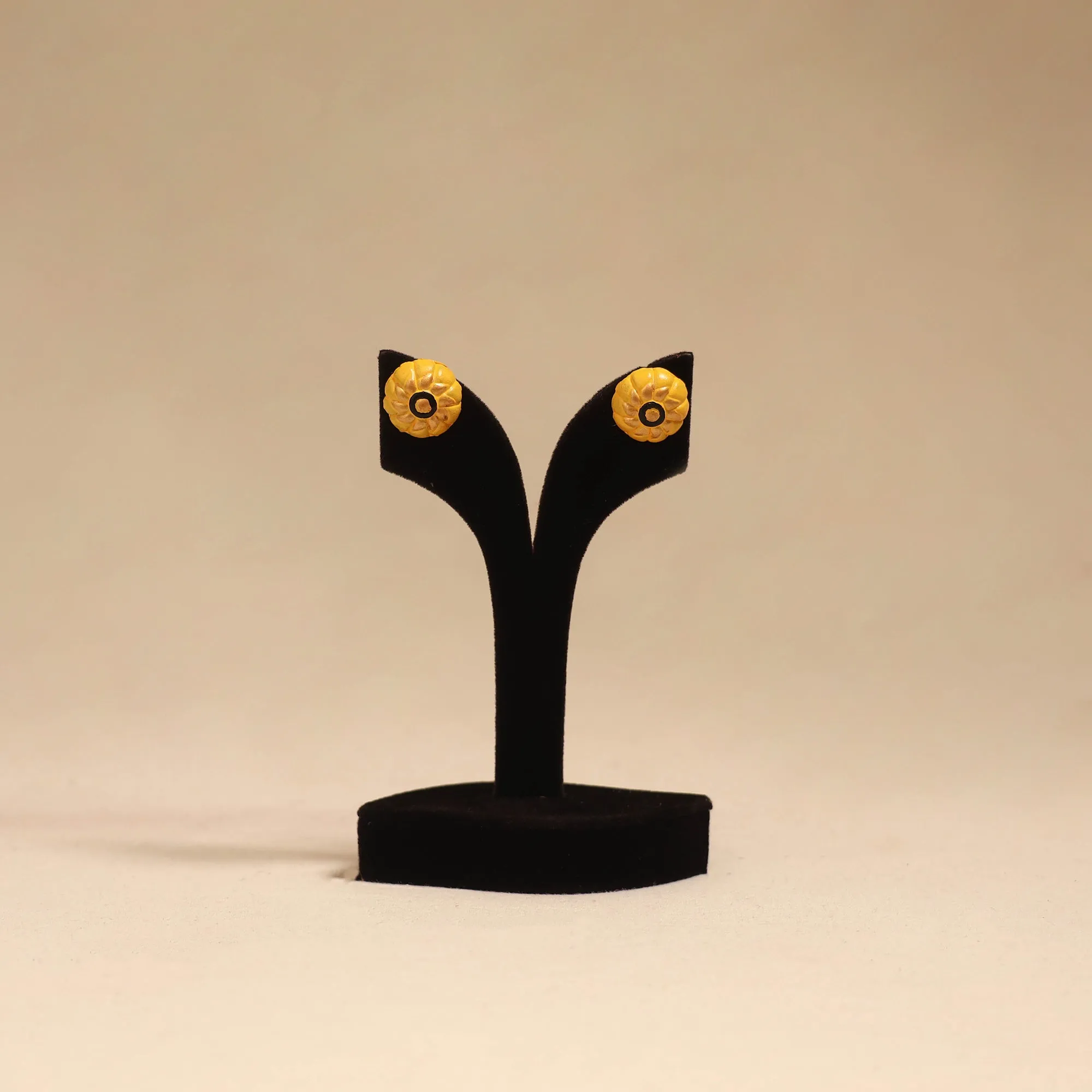 Yellow - Bishnupur Handpainted Terracotta Stud Earrings 43 sold by Itokri