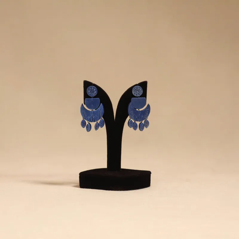 Blue - Bishnupur Handpainted Terracotta Earrings 136 made by Itokri