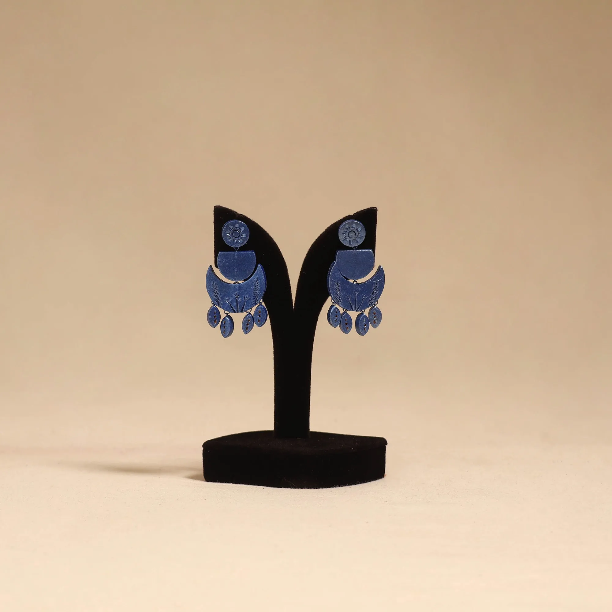 Blue - Bishnupur Handpainted Terracotta Earrings 136 sold by Itokri