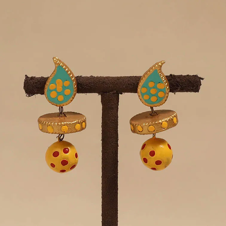 Yellow - Bishnupur Handpainted Terracotta Earrings 118 sold by Itokri product image thumbnail 2