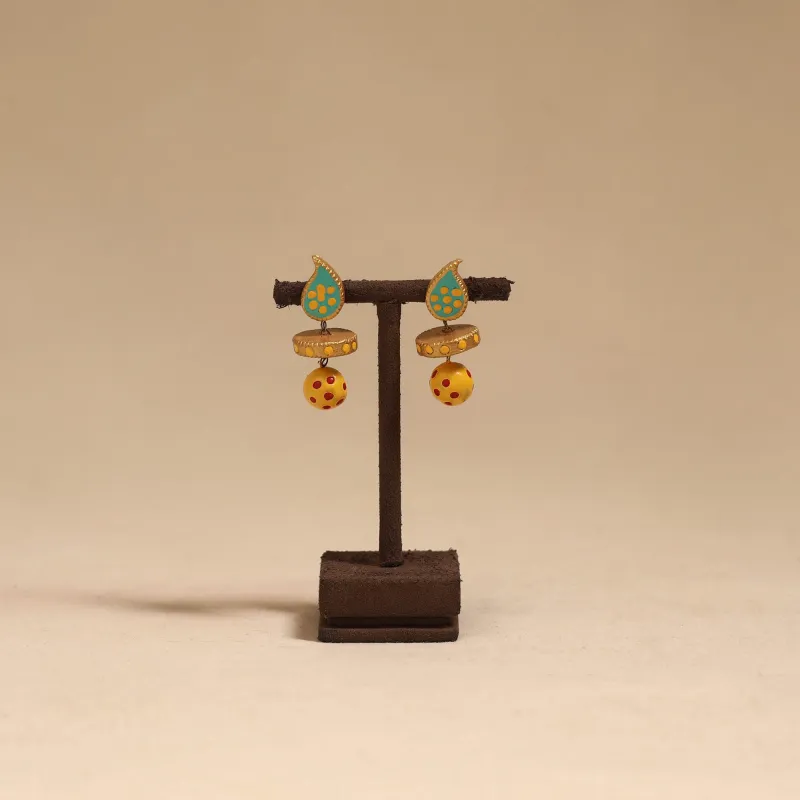 Yellow - Bishnupur Handpainted Terracotta Earrings 118 made by Itokri