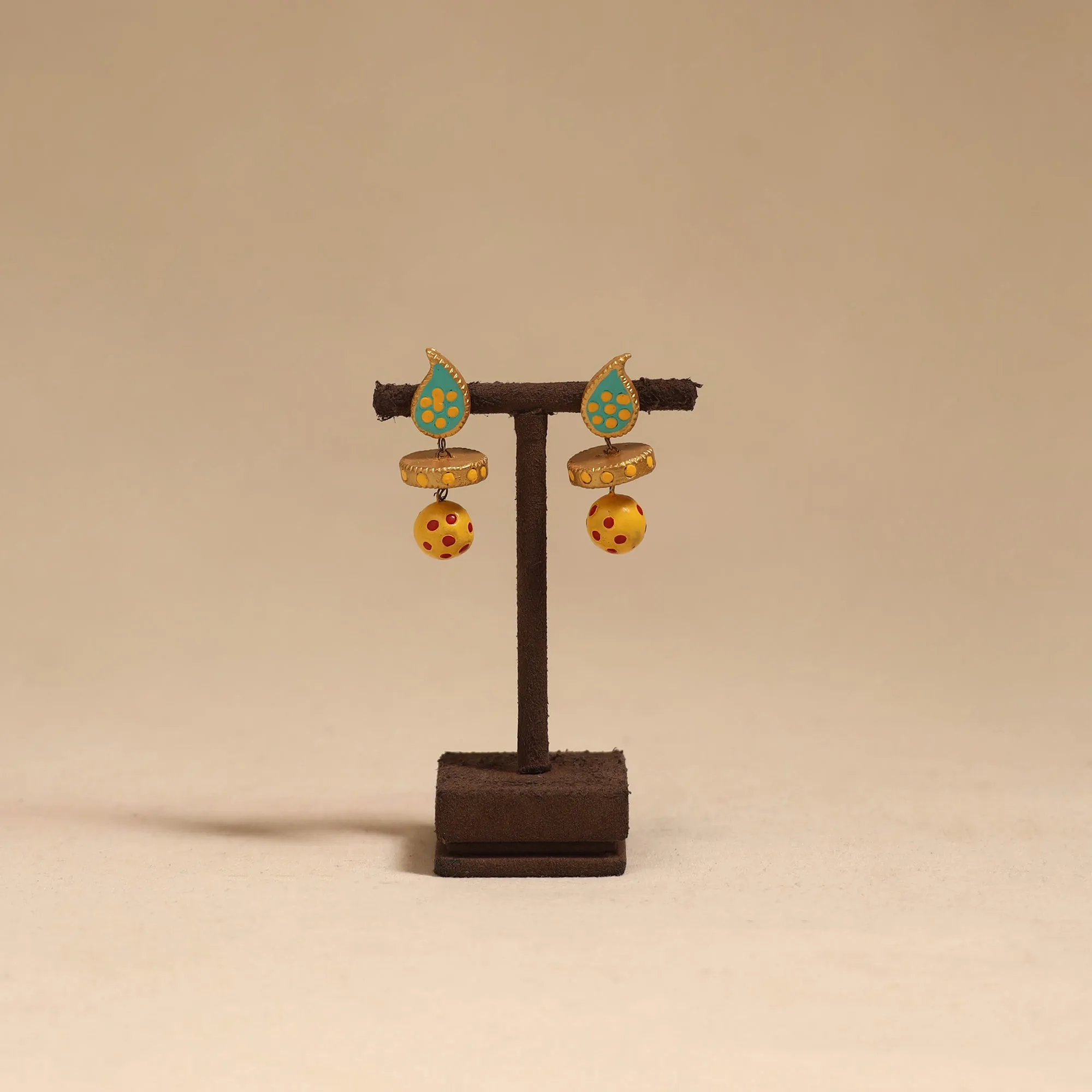 Yellow - Bishnupur Handpainted Terracotta Earrings 118 sold by Itokri