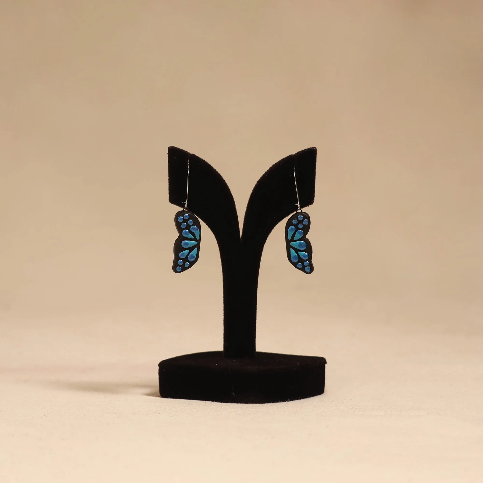 Blue - Bishnupur Handpainted Terracotta Earrings 103 sold by Itokri