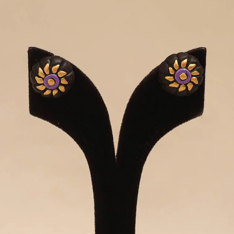 Brown - Bishnupur Handpainted Terracotta Stud Earrings 40 sold by Itokri product image thumbnail 2