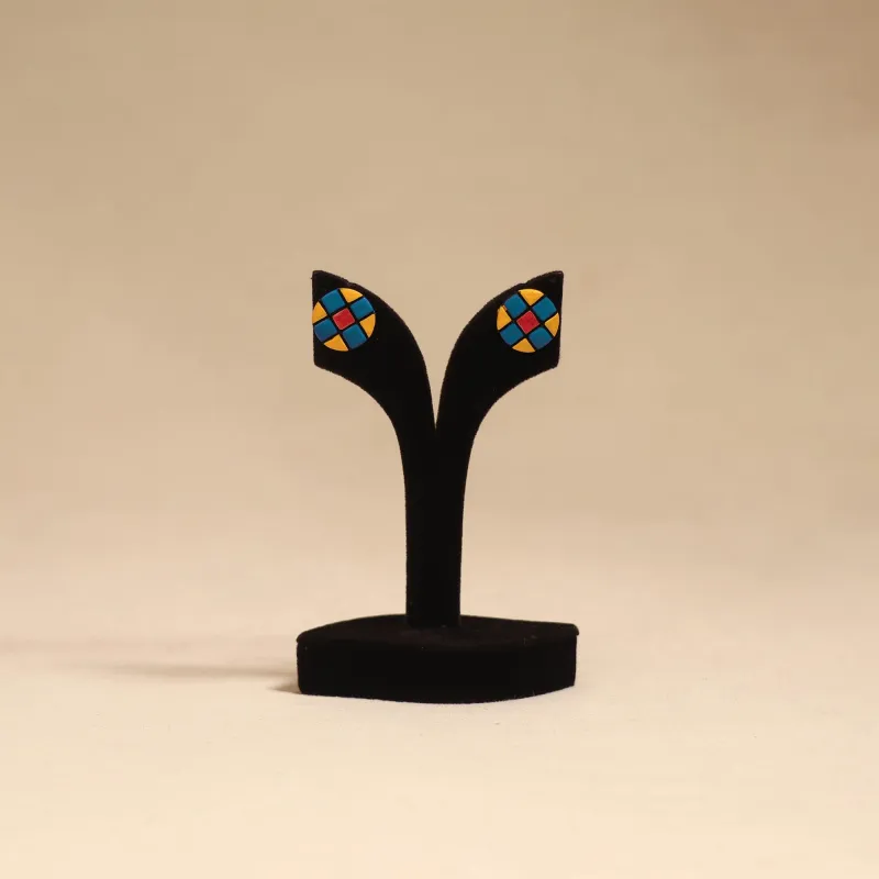 Multicolor - Bishnupur Handpainted Round Shape Terracotta Stud Earrings 78 sold by Itokri