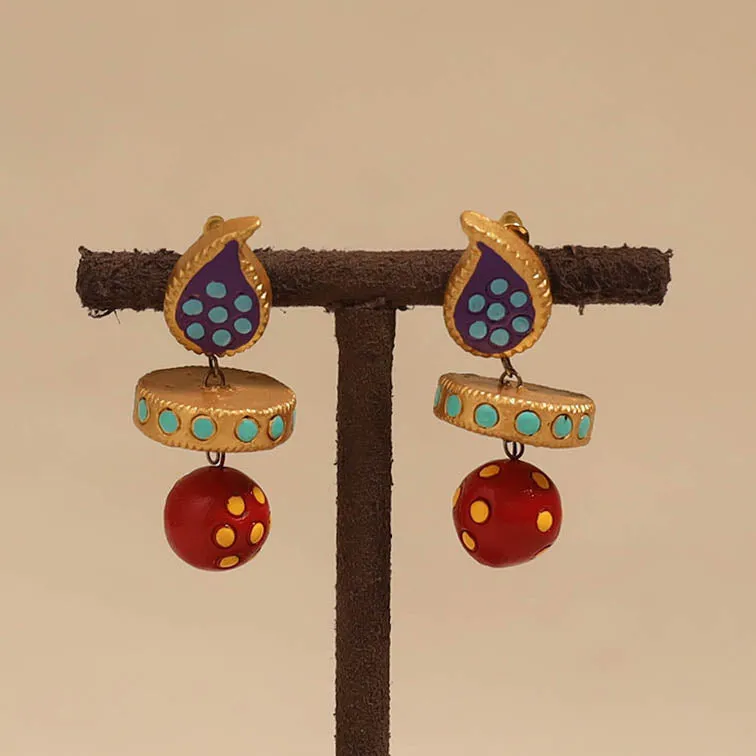 Red - Bishnupur Handpainted Terracotta Earrings 119 sold by Itokri product image thumbnail 2