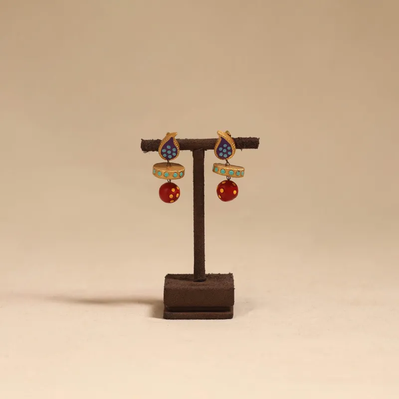 Red - Bishnupur Handpainted Terracotta Earrings 119 sold by Itokri