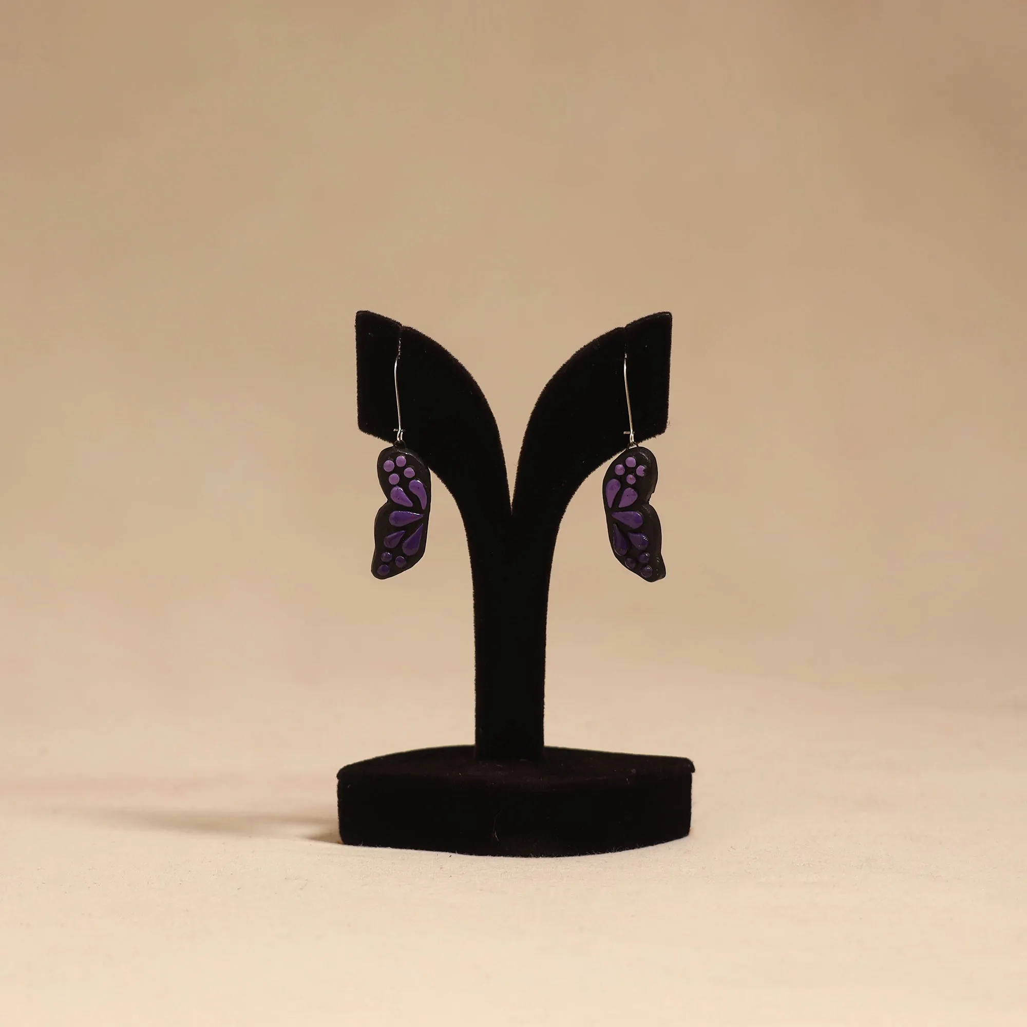 Purple - Bishnupur Handpainted Terracotta Earrings 105 sold by Itokri