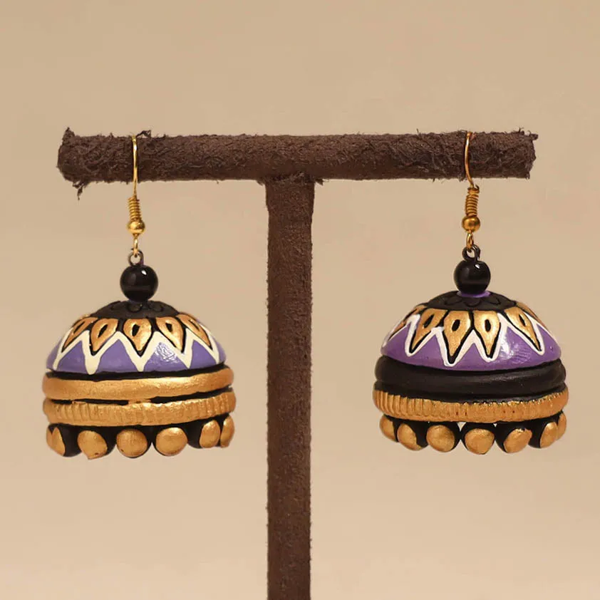 Purple - Bishnupur Handpainted Terracotta Jhumki Earrings 89 sold by Itokri product image thumbnail 2