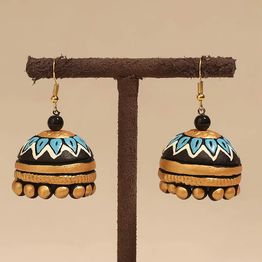 Bishnupur Handpainted Terracotta Jhumki Earrings 88 sold by Itokri product image thumbnail 2