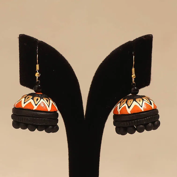 Orange - Bishnupur Handpainted Terracotta Jhumki Earrings 85 sold by Itokri product image thumbnail 2