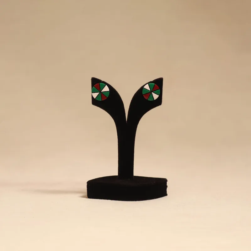 Multicolor - Bishnupur Handpainted Round Shape Terracotta Stud Earrings 82 sold by Itokri