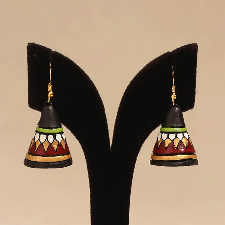 Black - Bishnupur Handpainted Cone Shape Terracotta Jhumka Earrings 68 sold by Itokri product image thumbnail 2