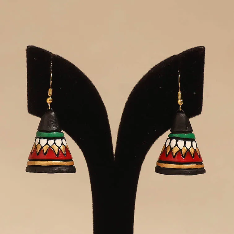 Bishnupur Handpainted Cone Shape Terracotta Jhumka Earrings 67 sold by Itokri product image thumbnail 2