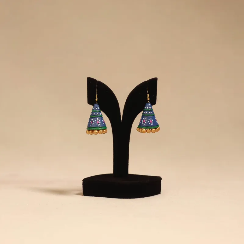Bishnupur Handpainted Cone Shape Terracotta Jhumka Earrings 62 sold by Itokri