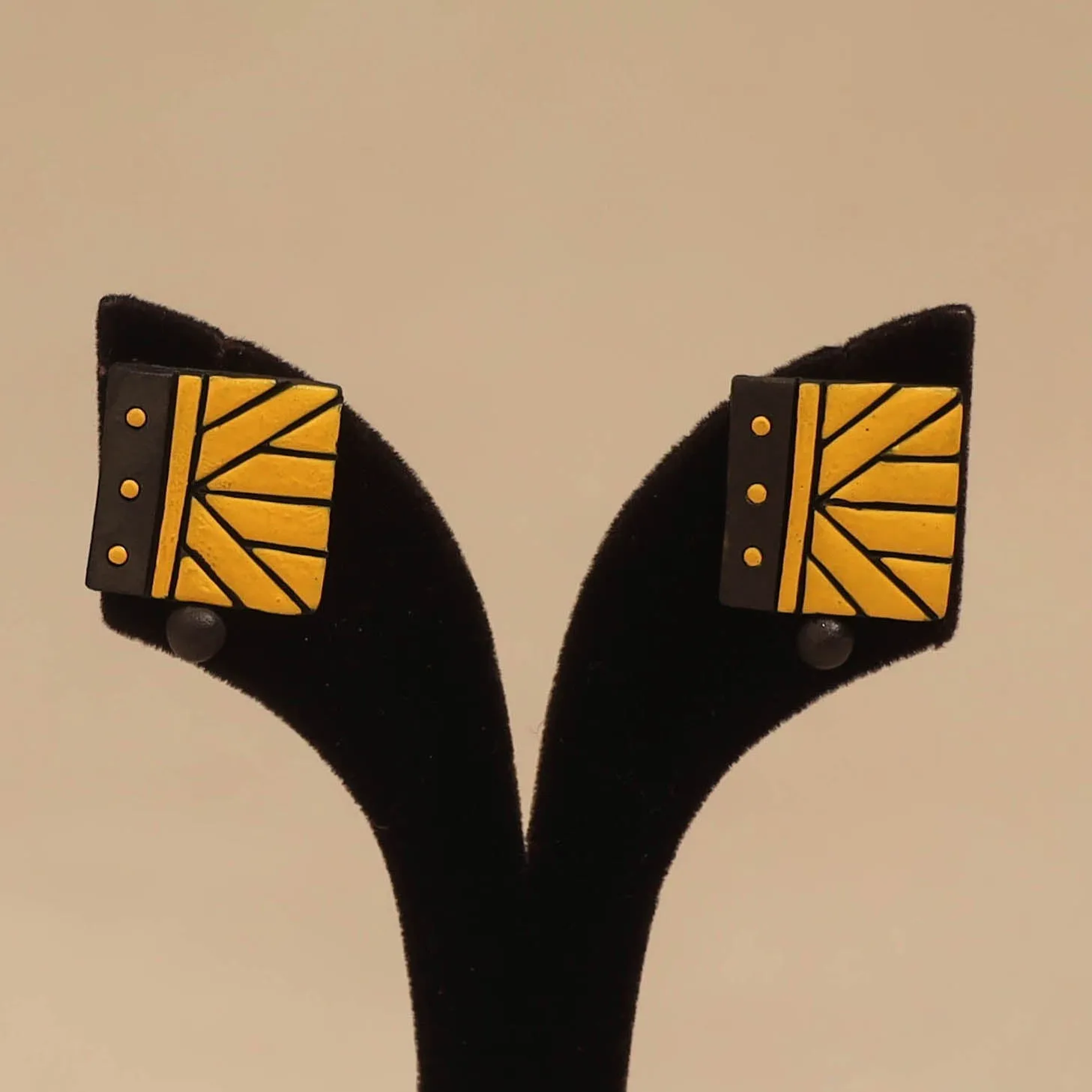 Yellow - Bishnupur Handpainted Terracotta Stud Earrings 170 sold by Itokri product image thumbnail 2